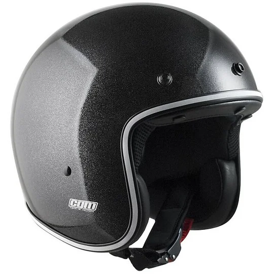 Ultima Occasione Casco Moto Jet Vintage Custom in Fibra Cgm 170 Y DIAMOND Nero Lucido