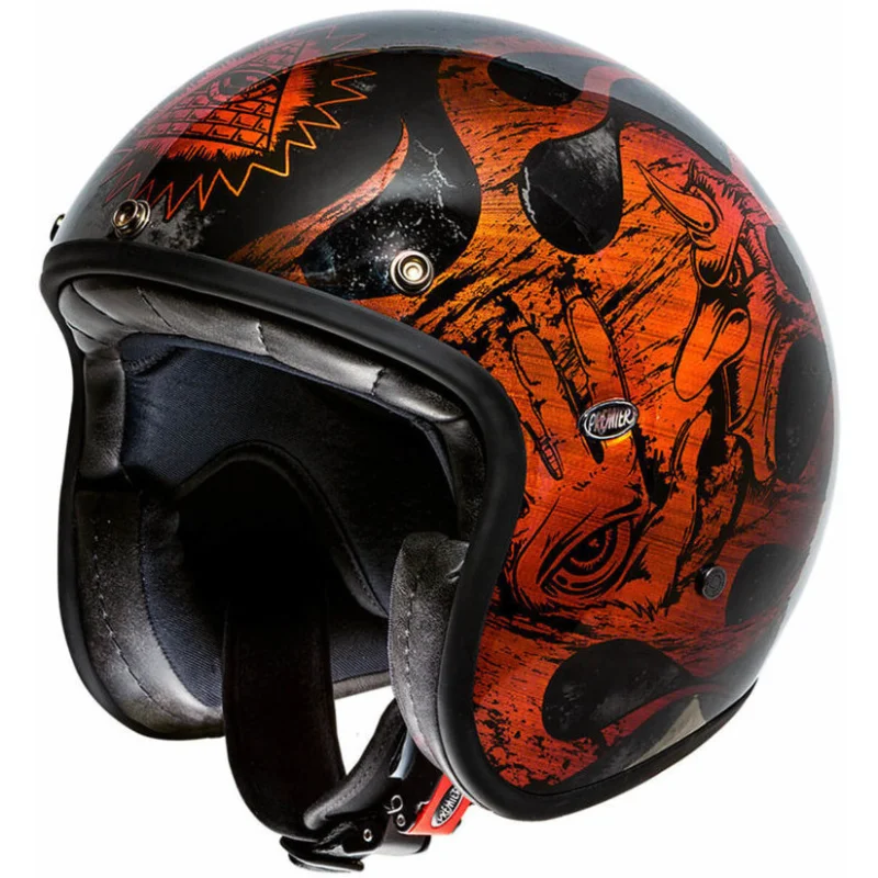 Casco Moto Jet Vintage in Fibra Premier LE PETIT CLASSIC EVO BD Orange Chromed Non Perdere