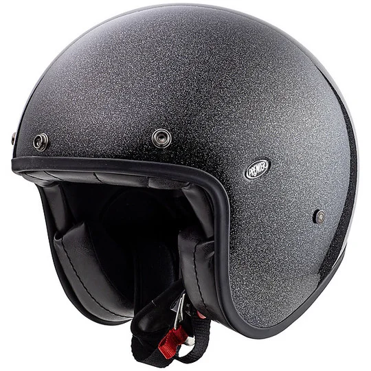 Casco Moto Jet Vintage in Fibra Premier LE PETIT CLASSIC EVO U9 GLITTER SILVER Spedito Oggi
