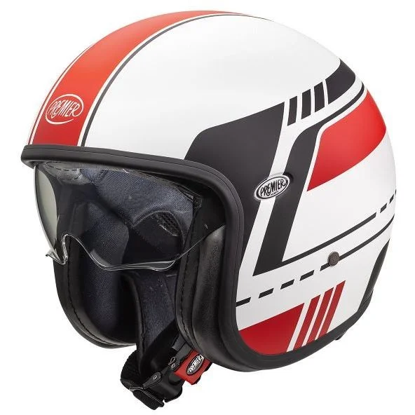 Ordina Subito Casco Moto Jet Vintage In Fibra Premier VINTAGE EVO BL8 BM Bianco Rosso Opaco