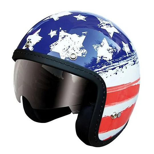 Casco Moto Jet Vintage Old One Flag USA Visierino Interno Ultimissimo Modello