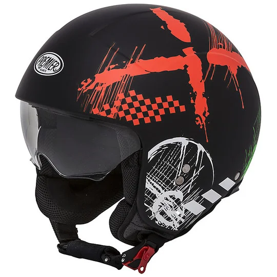 Casco Moto Mini Jet Premier ROCKER RX 9 BM Nero Opaco Rosso Must-Have