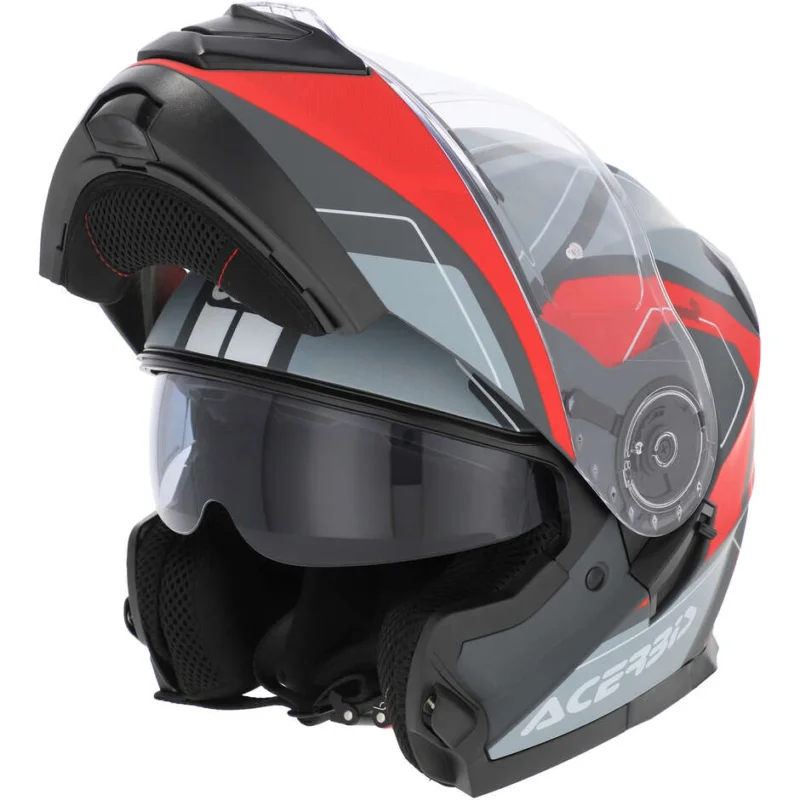 Non Perdere Casco Moto Modulare Acerbis Doppia Visiera SEREL 22.06 Grigio Rosso Opaco