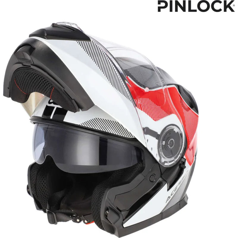 Occasione Casco Moto Modulare Acerbis Doppia Visiera SEREL 22.06 Nero Bianco Rosso