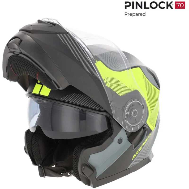 Casco Moto Modulare Acerbis Doppia Visiera SEREL 22.06 Nero Giallo Fluo Ultime Pezzi