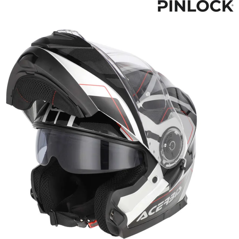 Promo Stagionale Casco Moto Modulare Acerbis Doppia Visiera SEREL 22.06 Nero Silver Red