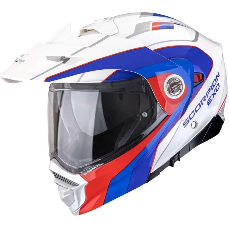 Casco Moto Modulare Adventure P/J Scorpion ADX-2 KAMPS Bianco Rosso Blu Ordina Subito