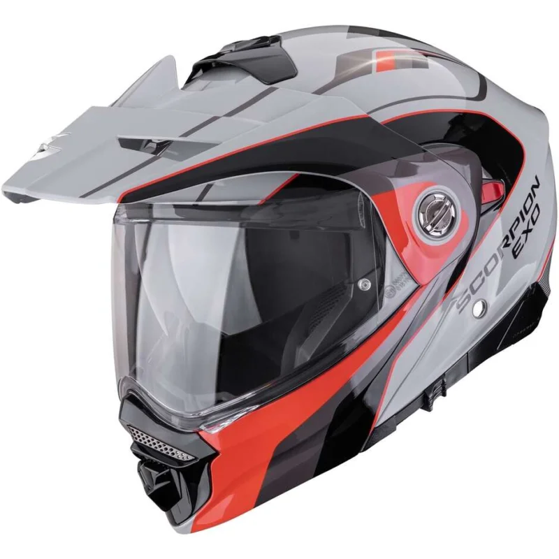 Casco Moto Modulare Adventure P/J Scorpion ADX-2 KAMPS Grigio Rosso Nuova Collezione