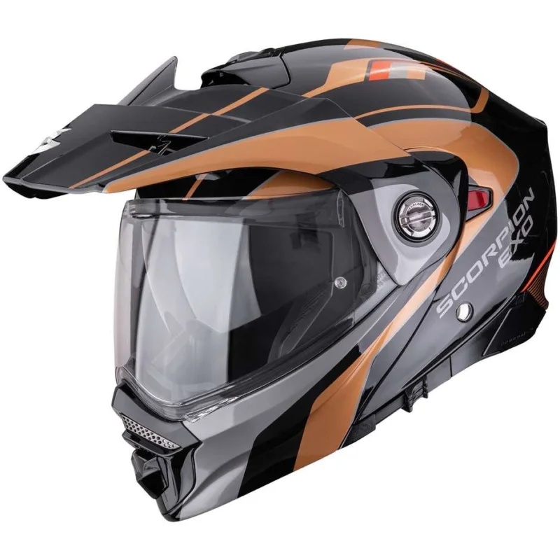 Spedizione Gratuita Casco Moto Modulare Adventure P/J Scorpion ADX-2 KAMPS Nero Rame