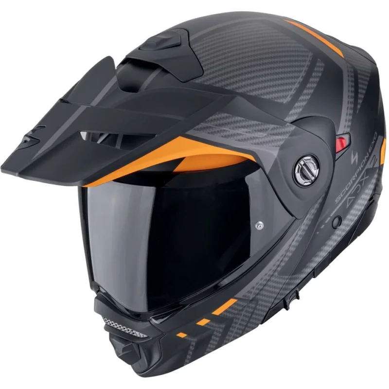 Casco Moto Modulare Adventure P/J Scorpion ADX 2 LEWIS Nero opaco Arancione Promozione