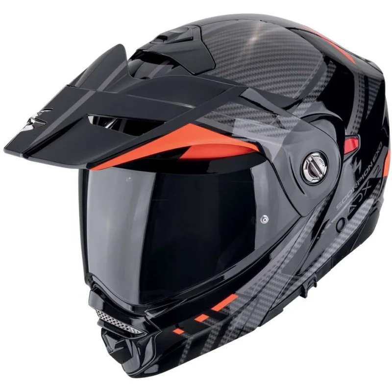 Casco Moto Modulare Adventure P/J Scorpion ADX 2 LEWIS Nero Rosso Ultimissimo Modello
