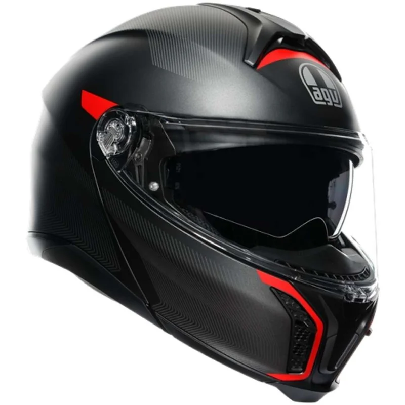 Casco Moto Modulare Agv TOURMODULAR FREQUENCY Opaco Grigio Rosso Pagamento Sicuro
