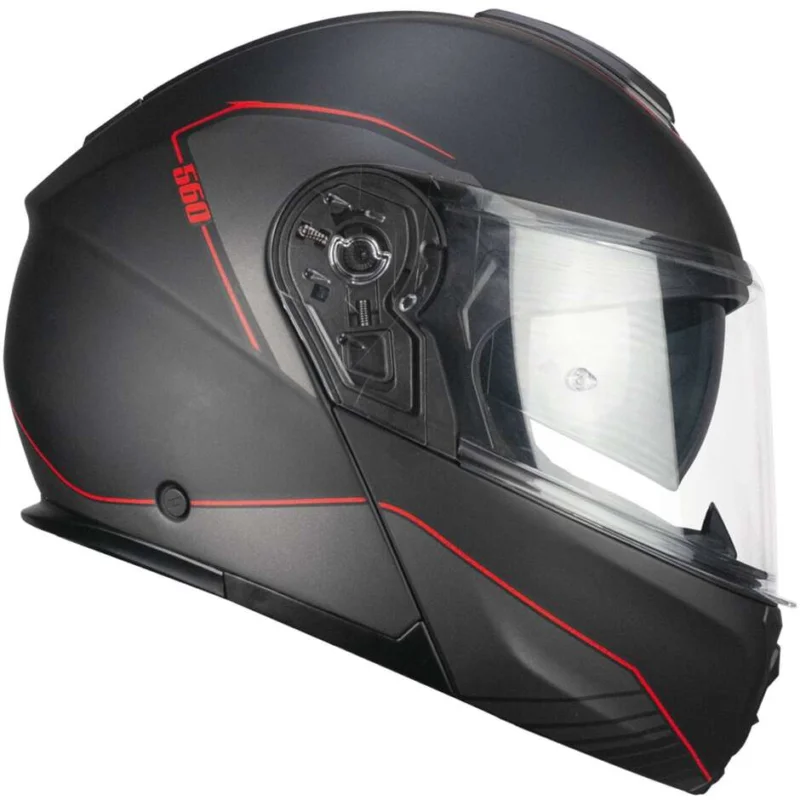 Compra Adesso Casco Moto Modulare CGM 560G MAD RIDE Nero Rosso opaco