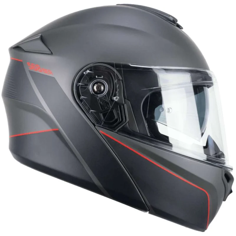 Spedizione Espresso Casco Moto Modulare CGM 568X BER CITY Grafite Rosso satinato