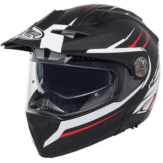 Casco Moto Modulare Dual Sport Premier X-TRAIL MO 92 BM Nero Opaco Bianco Rosso Popolare