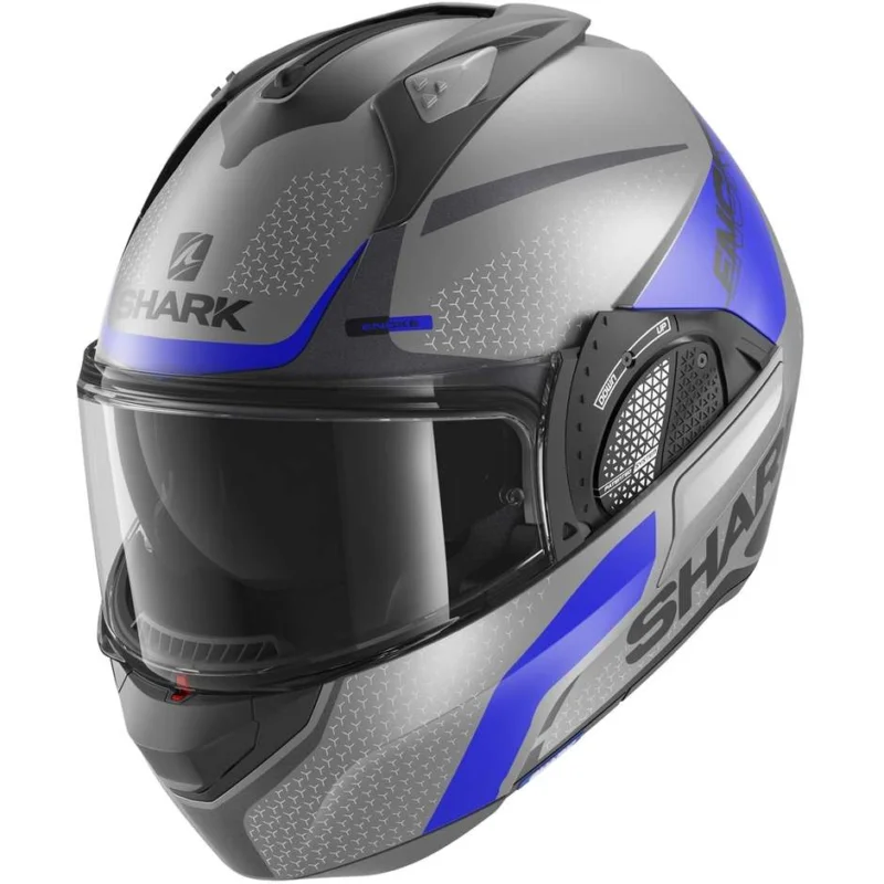 Super Prezzo Casco Moto Modulare In Shark EVO GT ENCKE Antracite BluNero Opaco