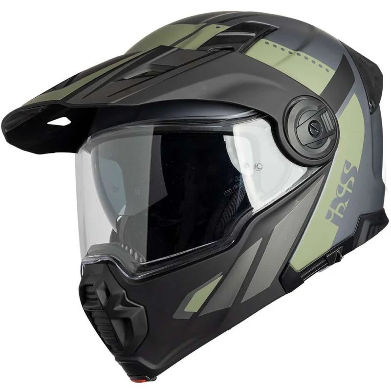 Casco Moto Modulare iXS Venture 1.0 Nero Antracite Oliva Opaco Spedito Oggi