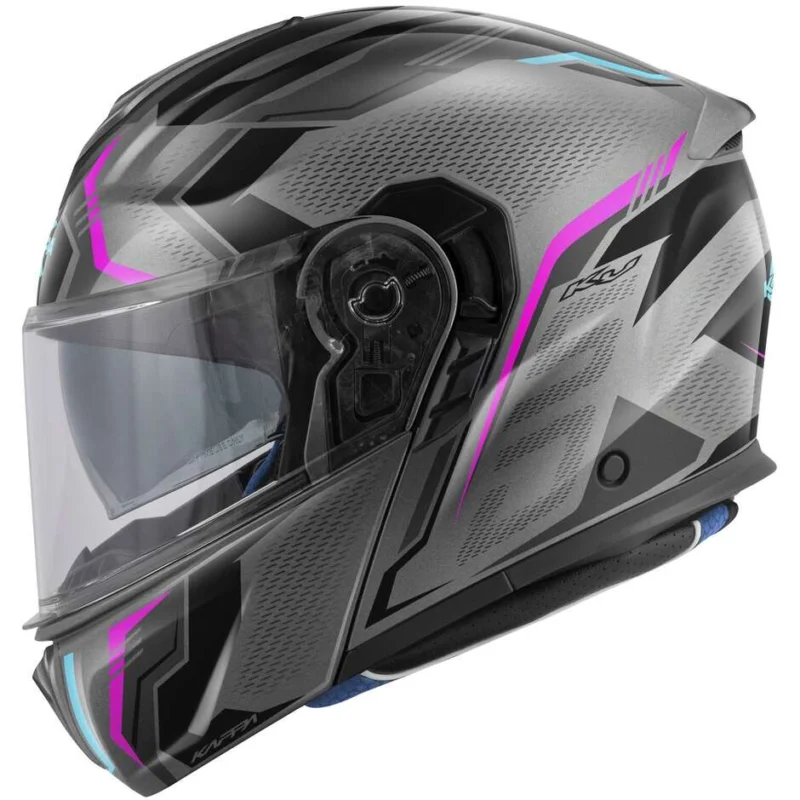 Casco Moto Modulare Kappa KV50 F ESCALADE Titanio Lucido Rosa Popolare