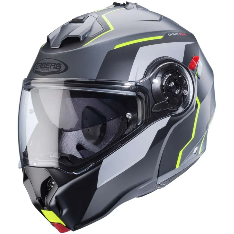 Offerta Casco Moto Modulare Omologato P/J Caberg DUKE EVO MOVE Grigio Opaco Nero Giallo Fluo