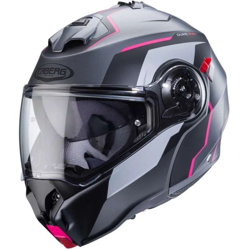 Casco Moto Modulare Omologato P/J Caberg DUKE EVO MOVE Grigio Opaco Nero Rosa Nuova Collezione