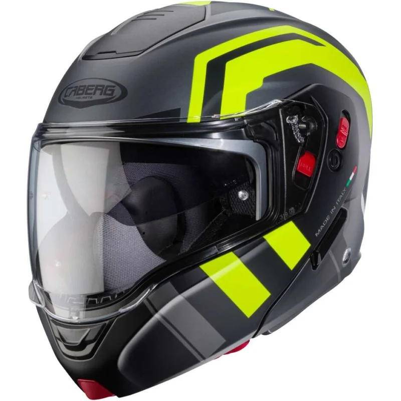 Casco Moto Modulare Omologato P/J Caberg HORUS X ROAD Grigio Opaco Nero Giallo Fluo Direttamente Dal Produttore