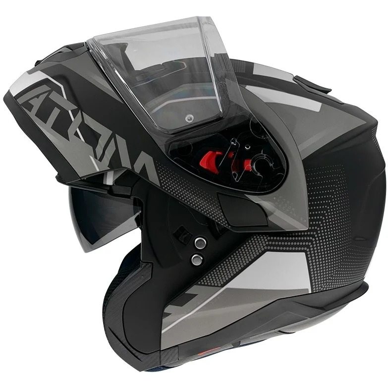 Ultime Pezzi Casco Moto Modulare Omologato P/J Mt Helmet ATOM QUARK A0 Nero Bianco Lucido