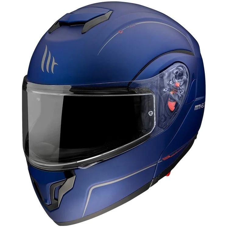 Esclusivo Casco Moto Modulare Omologato P/J Mt Helmet ATOM sv Solid A7 Blu Opaco