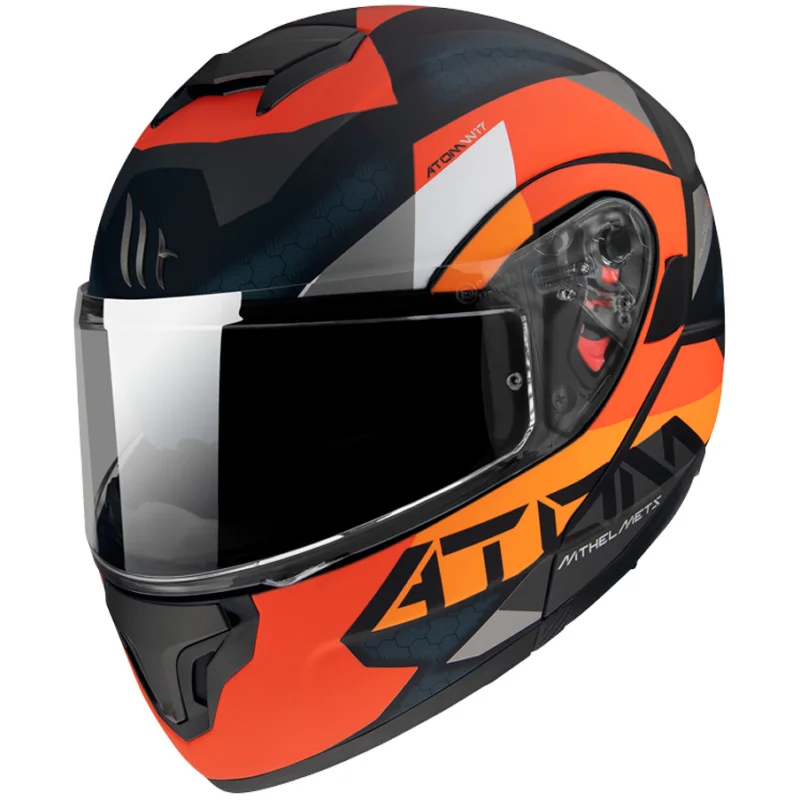 Casco Moto Modulare Omologato P/J Mt Helmet ATOM sv W17 A4 Arancione Opaco Esclusivo