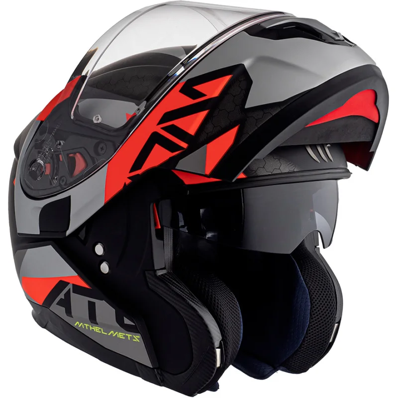 Compra Oggi Stesso Casco Moto Modulare Omologato P/J Mt Helmet ATOM sv W17 A5 Rosso Opaco