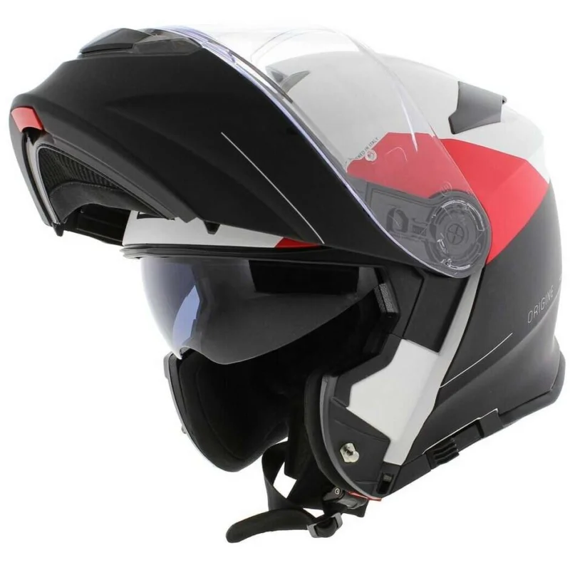 Promozione Casco Moto Modulare Origine DELTA BASIC Virgin Rosso Nero Titanio Opaco
