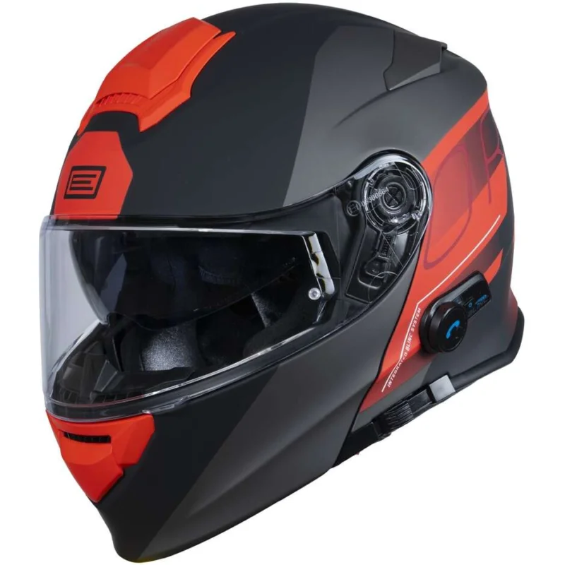 Reso Gratuito Casco Moto Modulare Origine DELTA Bt Row Rosso Fluo Titanio Opaco