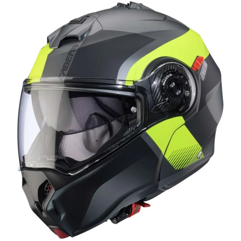 Casco Moto Modulare P/J Caberg DUKE EVO INDY Opaco Gun Metal Giallo Fluo Nero Occasione