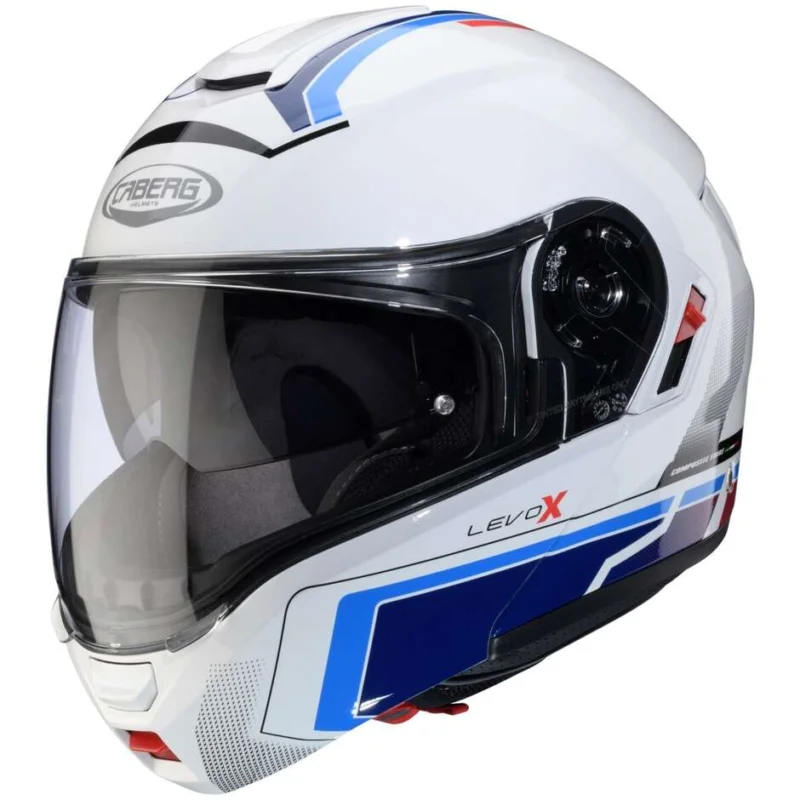Casco Moto Modulare P/J CabergLEVO X ELITE Bianco Rosso Blu Chiaro Blu Prezzo Conveniente