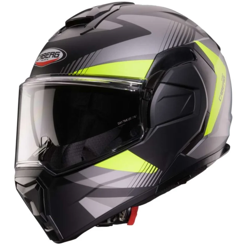 Casco Moto Modulare P/J Caberg TRIP LUNAR Nero Opaco Grigio Giallo Fluo Promozione Esclusiva