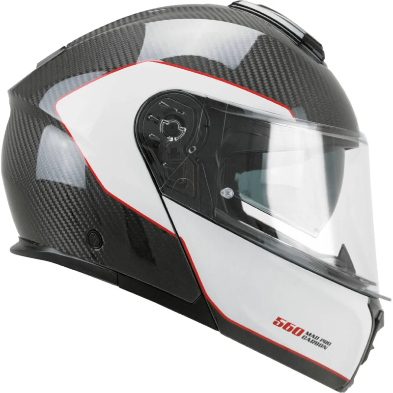 Non Perdere Casco Moto Modulare P/J CGM 560S MAD PRO SPORT Carbon Bianco Rosso