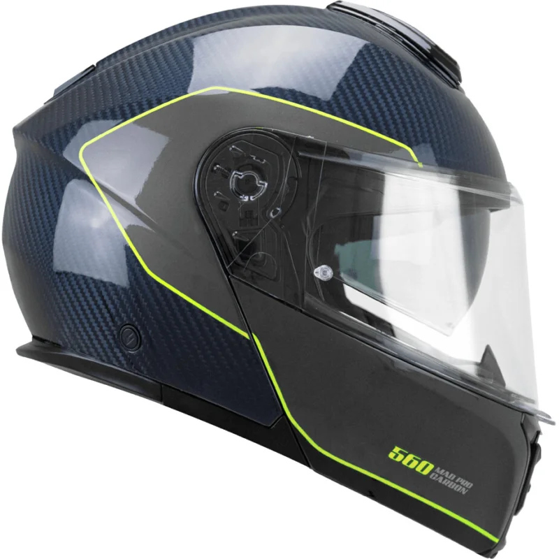 Casco Moto Modulare P/J CGM 560S MAD PRO SPORT Carbon Blu Giallo fluo Occasione Imperdibile