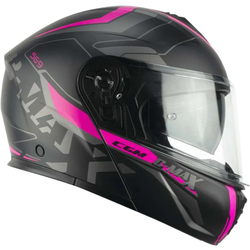 Casco Moto ModulareP/J CGM 569a C-MAX CITY Nero Rosa Fluo Opaco Novità