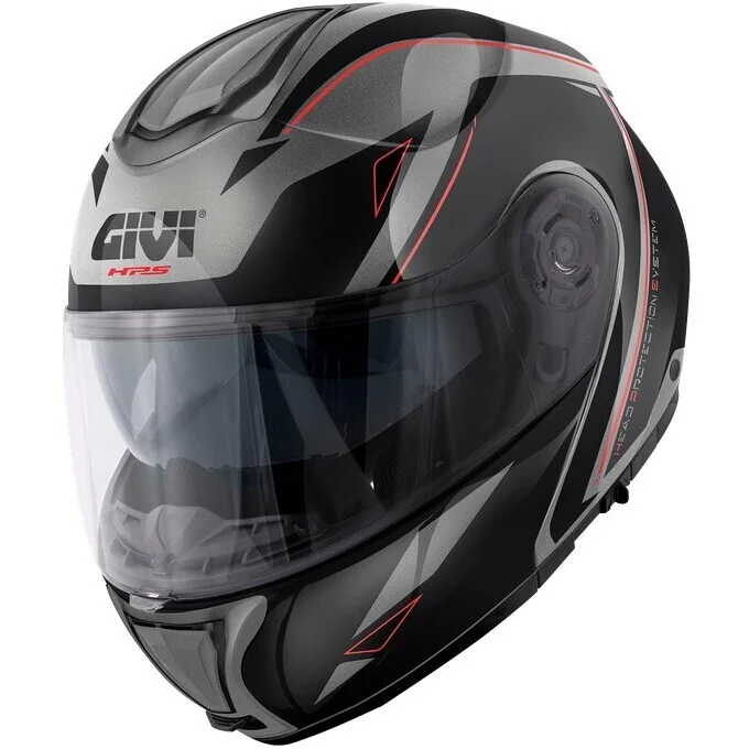 Novità Casco Moto Modulare P/J Givi X26 SQUARE Titanio Opaco Nero Rosso
