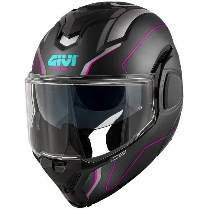 Casco Moto Modulare P/J Givi X36 FIBRA PULSE Nero Opaco Argento Fucsia Super Prezzo
