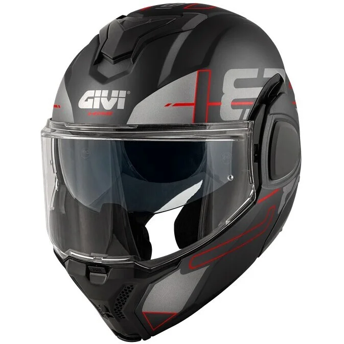 Casco Moto Modulare P/J Givi X36 HPS VERTIGO Nero Opaco Rosso Sconto
