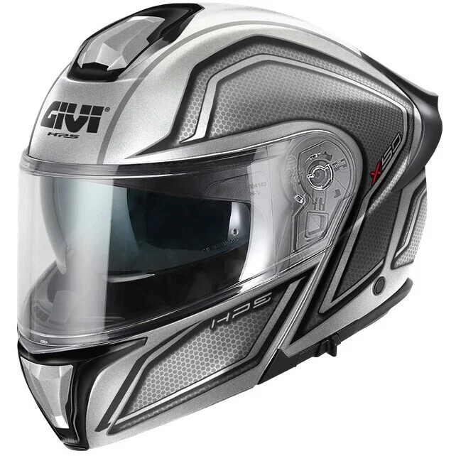 Nuova Collezione Casco Moto Modulare P/J Givi X50 FIBRA HOLOGRAM Argento Nero Titanio Metallizzato Rosso