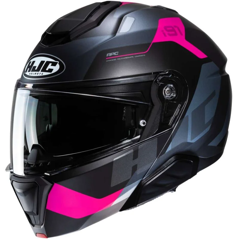 Novità Casco Moto Modulare P/J Hjc i91 CARST MC8SF Nero Opaco Rosa