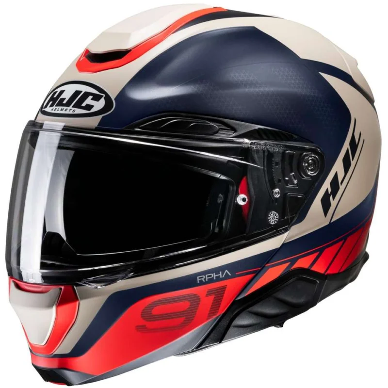 Di Tendenza Casco Moto Modulare P/J Hjc RPHA 91 RAFINO MC1SF Bianco Blu Rosso Opaco