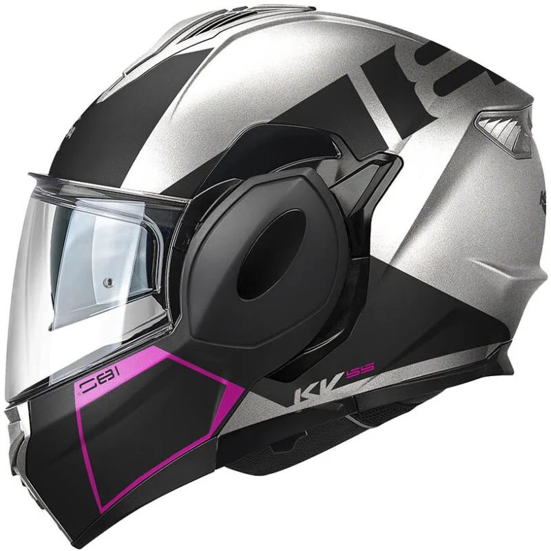 Ultimissimo Modello Casco Moto Modulare P/J Kappa KV55F YORK Grigio Nero Opaco Fucsia