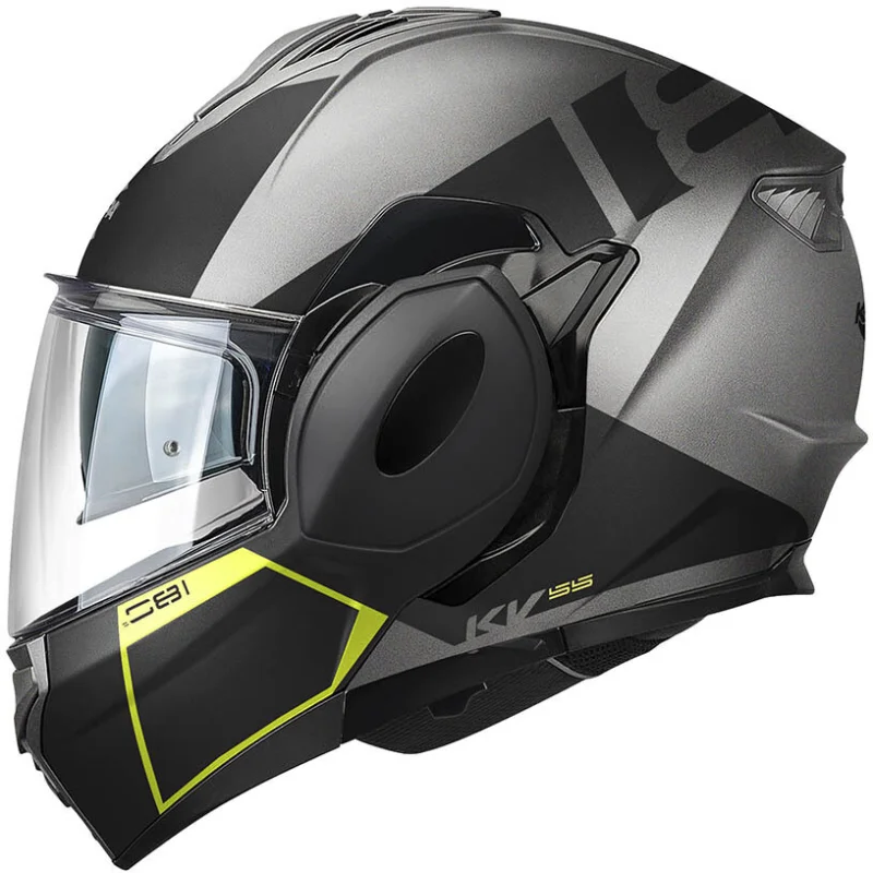 Prezzo Di Fabbrica Casco Moto Modulare P/J Kappa KV55F YORK Titanio Nero Giallo Fluo