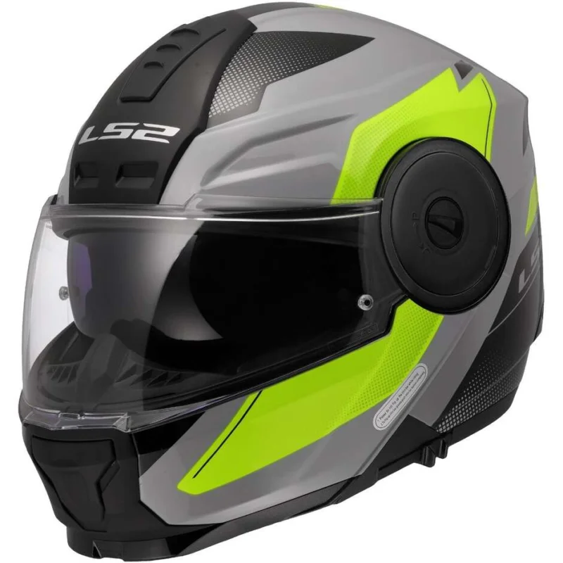Esclusivo Casco Moto Modulare P/J LS2 FF902 SCOPE II DURIA Grigio Giallo Fluo