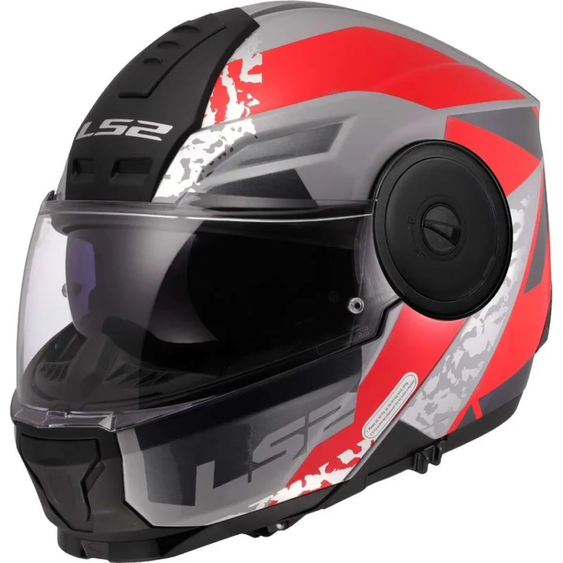 Spedizione Gratuita Casco Moto Modulare P/J LS2 FF902 SCOPE II OXYD Grigio Rosso