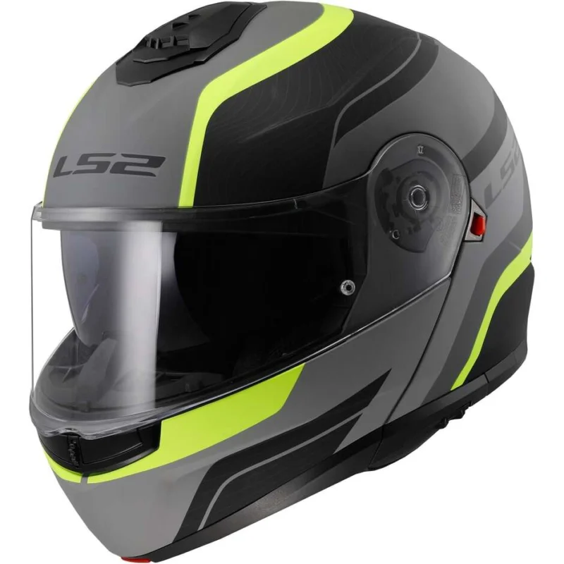 Nuova Collezione Casco Moto Modulare P/J Ls2 FF908 STROBE II MONZA Nero Opaco Giallo Fluo