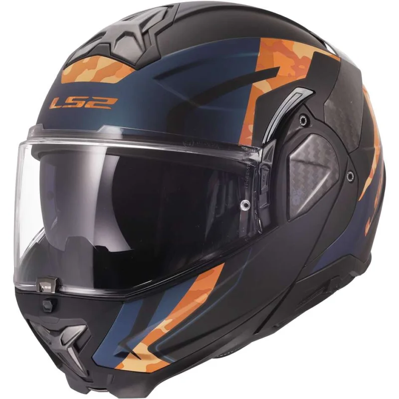 Esclusivo Casco Moto Modulare P/J LS2 FF910 ADVANT II GLIDE Nero Arancio