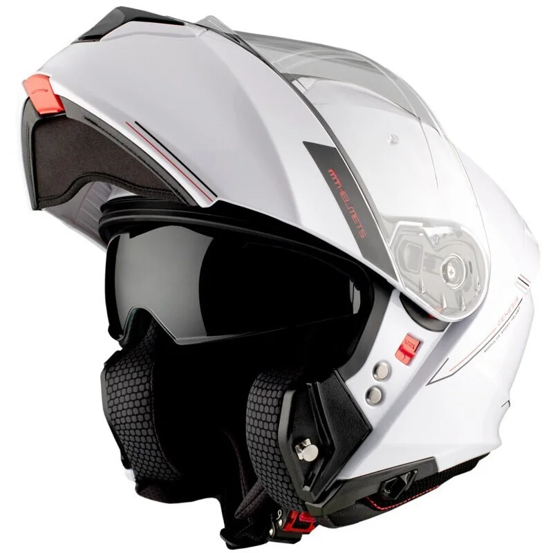 Casco Moto Modulare P/J Mt Helmet GENESIS SV S Solid A0 Bianco Lucido Ultimissimo Modello